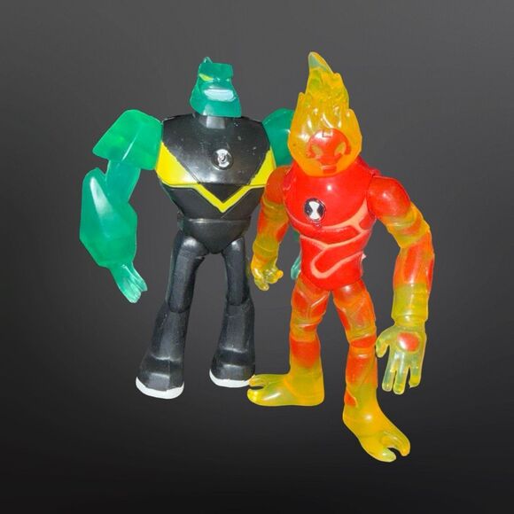 Ben 10 Alien Diamond Head & Heat Blast Figures 5” A30 - Picture 2 of 4
